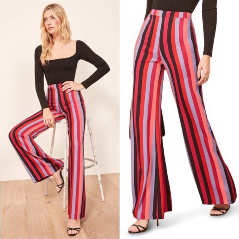 RARE Reformation Sorrenti Striped Wide XS Leg Pants size 2